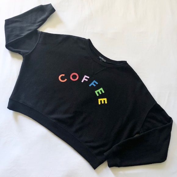 Fifth Sun Tops - FIFTH SUN "COFFEE" Cropped Crewneck Sweater
